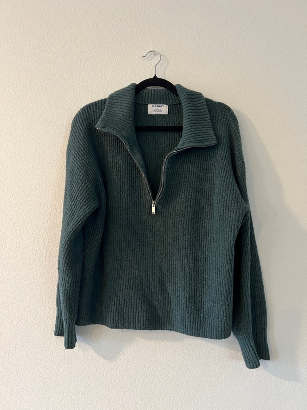 Old Navy Teal Ribbed Half-Zip Pullover